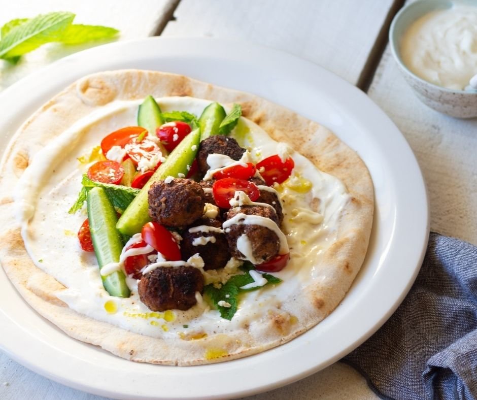 Lamb Meatballs with Garlic Yoghurt & Pita 